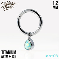Кольцо-кликер с подвеской Drop Opal 1.2 мм (16 G)