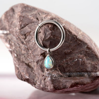Кольцо-кликер с подвеской Drop Opal 1.2 мм (16 G)