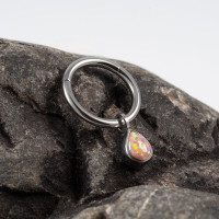 Кольцо-кликер с подвеской Drop Opal 1.2 мм (16 G)