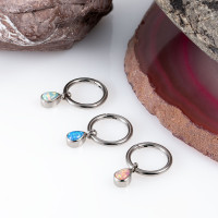 Кольцо-кликер с подвеской Drop Opal 1.2 мм (16 G)