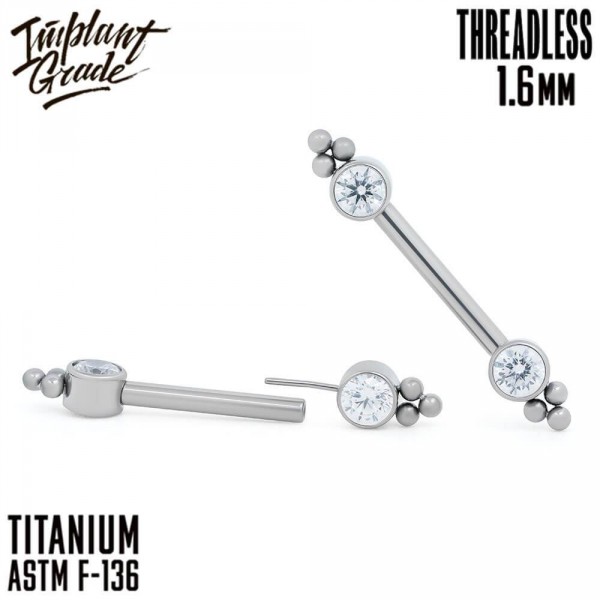 Штанга для пирсинга груди безрезьбовая Nancy 1.6 мм (14 G)