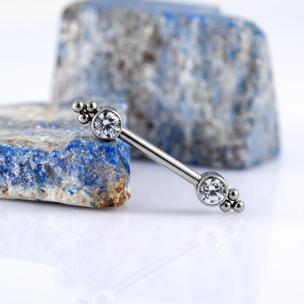 Штанга для пирсинга груди безрезьбовая Nancy 1.6 мм (14 G)