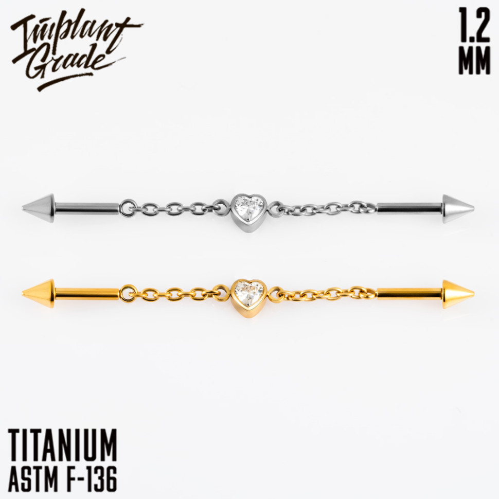 Лабрет Heart Chain 1.2 мм (16 G)