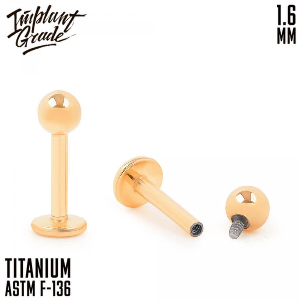 Лабрет для пирсинга Gold 1.6 мм (14 G)