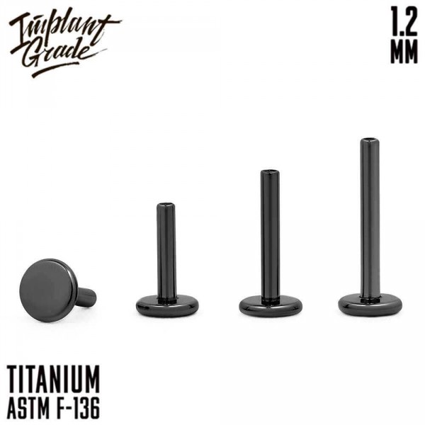 Ножка лабрета для пирсинга Black 1.2 мм (16 G)