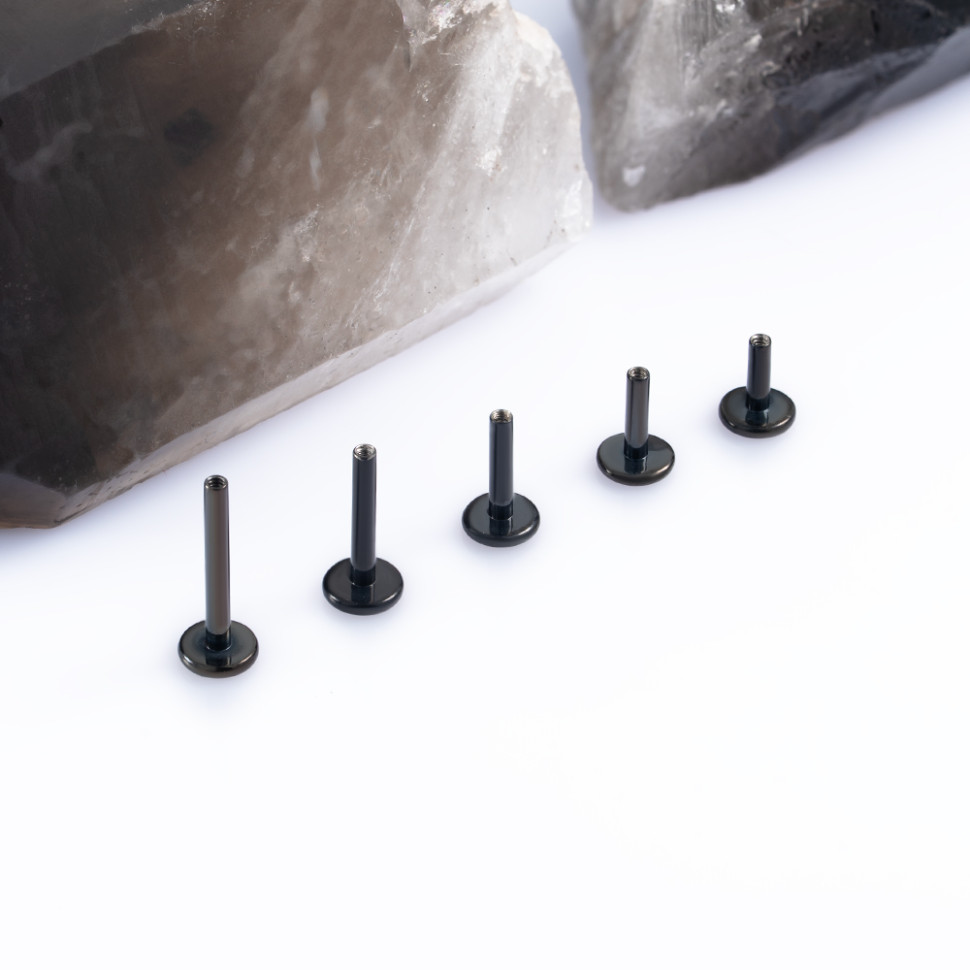 Ножка лабрета для пирсинга Black 1.2 мм (16 G), основа 4 мм