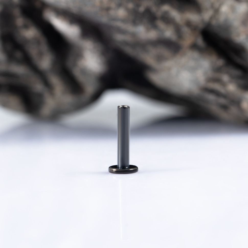 Ножка лабрета для пирсинга Black 1.2 мм (16 G), основа 4 мм