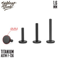 Ножка лабрета для пирсинга Black 1.6 мм (14 G), основа 4 мм