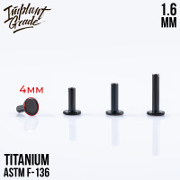 Ножка лабрета для пирсинга Black 1.6 мм (14 G), основа 4 мм Ножка лабрета для пирсинга Black 1.6 мм (14 G), основа 4 мм