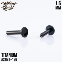 Ножка лабрета для пирсинга Black 1.6 мм (14 G), основа 4 мм Ножка лабрета для пирсинга Black 1.6 мм (14 G), основа 4 мм