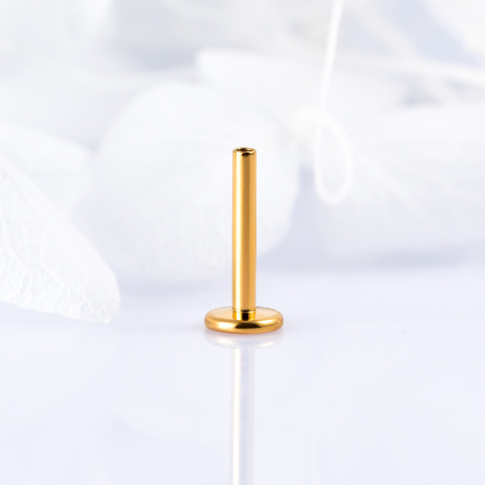 Ножка лабрета для пирсинга Gold 1.2 мм (16 G), основа 4 мм