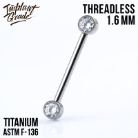 Штанга для пирсинга груди безрезьбовая Annie 1.6 мм (14 G)