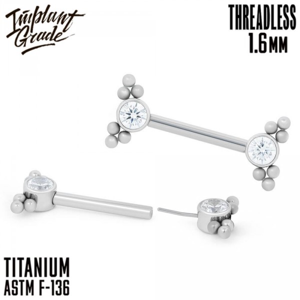 Штанга для пирсинга груди безрезьбовая Winx 1.6 мм (14 G)