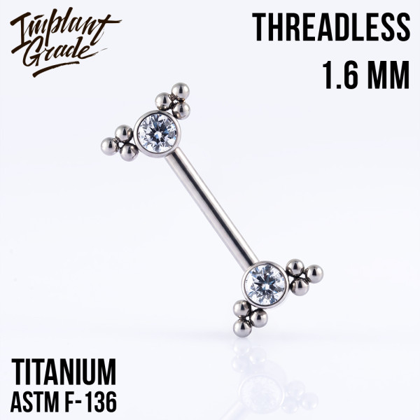 Штанга для пирсинга груди безрезьбовая Winx 1.6 мм (14 G)