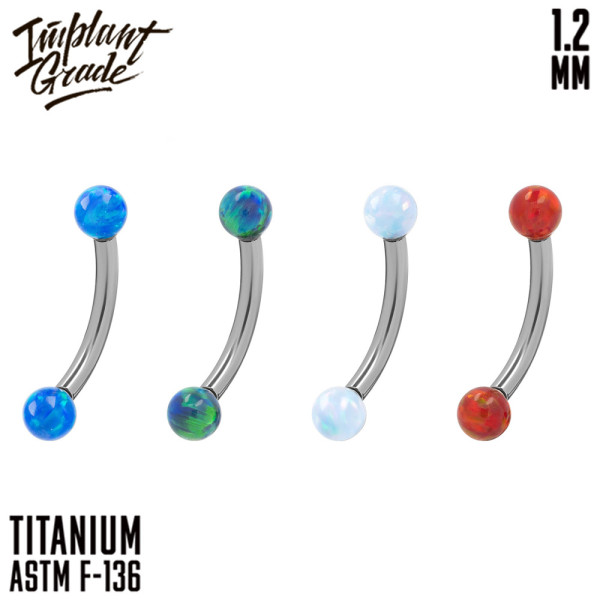 Микробанан для пирсинга с опалом 1.2 мм (16 G)