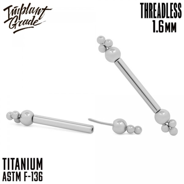 Штанга для пирсинга груди безрезьбовая Lucy 1.6 мм (14 G)