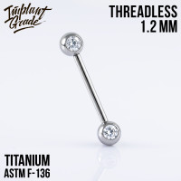 Штанга для пирсинга груди безрезьбовая Bright 1.2 мм (16 G)