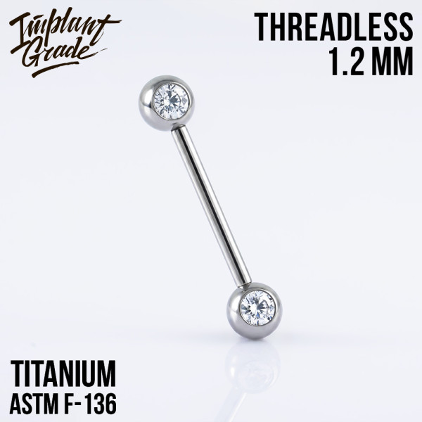 Штанга для пирсинга груди безрезьбовая Bright 1.2 мм (16 G)