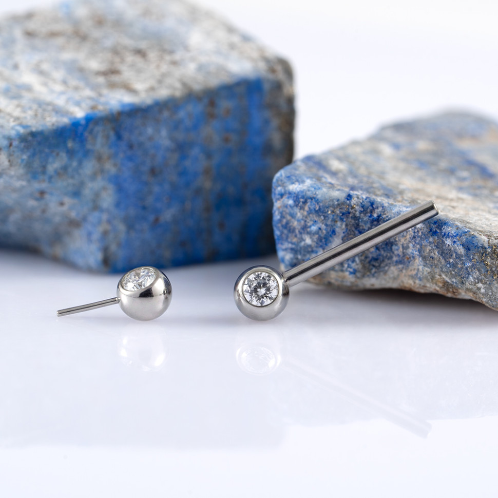 Штанга для пирсинга груди безрезьбовая Bright 1.2 мм (16 G)