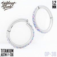 Кольцо-кликер Twilight с опалом 1.2 мм (16 G)