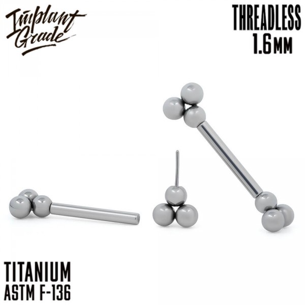 Штанга для пирсинга груди безрезьбовая Trinity 1.6 мм (14 G)