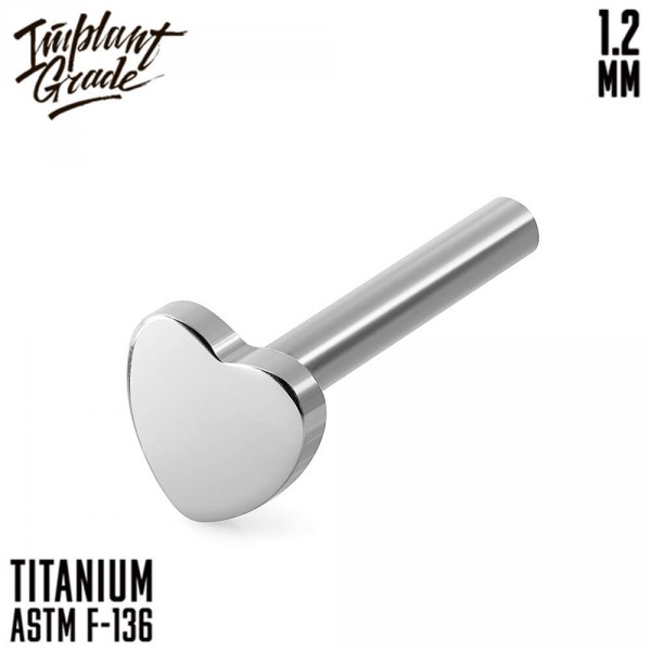 Ножка лабрета для пирсинга Heart 1.2 мм (16 G)