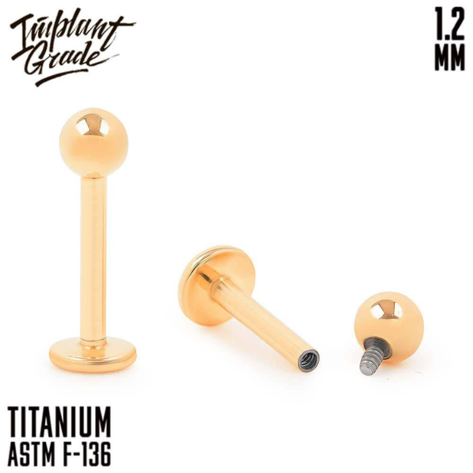 Лабрет для пирсинга Gold 1.2 мм (16 G)