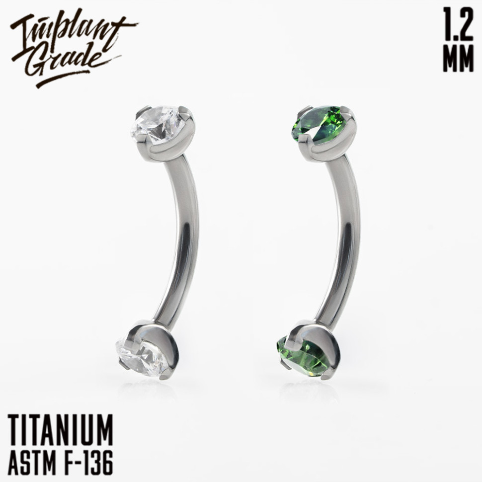 Микробанан для пирсинга Gem 1.2 мм (16 G)