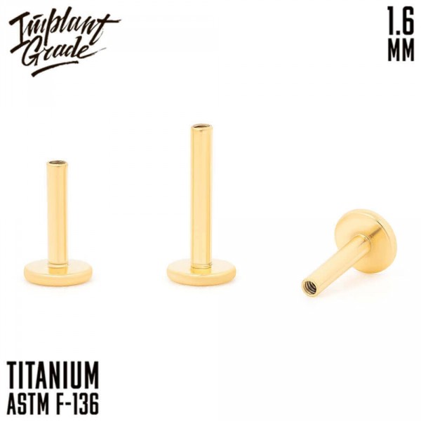 Ножка лабрета для пирсинга Gold 1.6 мм (14 G)