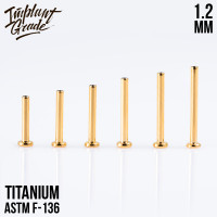 Ножка лабрета для пирсинга Gold MINI 1.2 мм (16 G), основа 2.5 мм