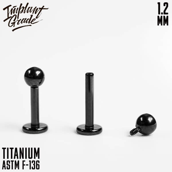 Лабрет для пирсинга Black 1.2 мм (16 G)