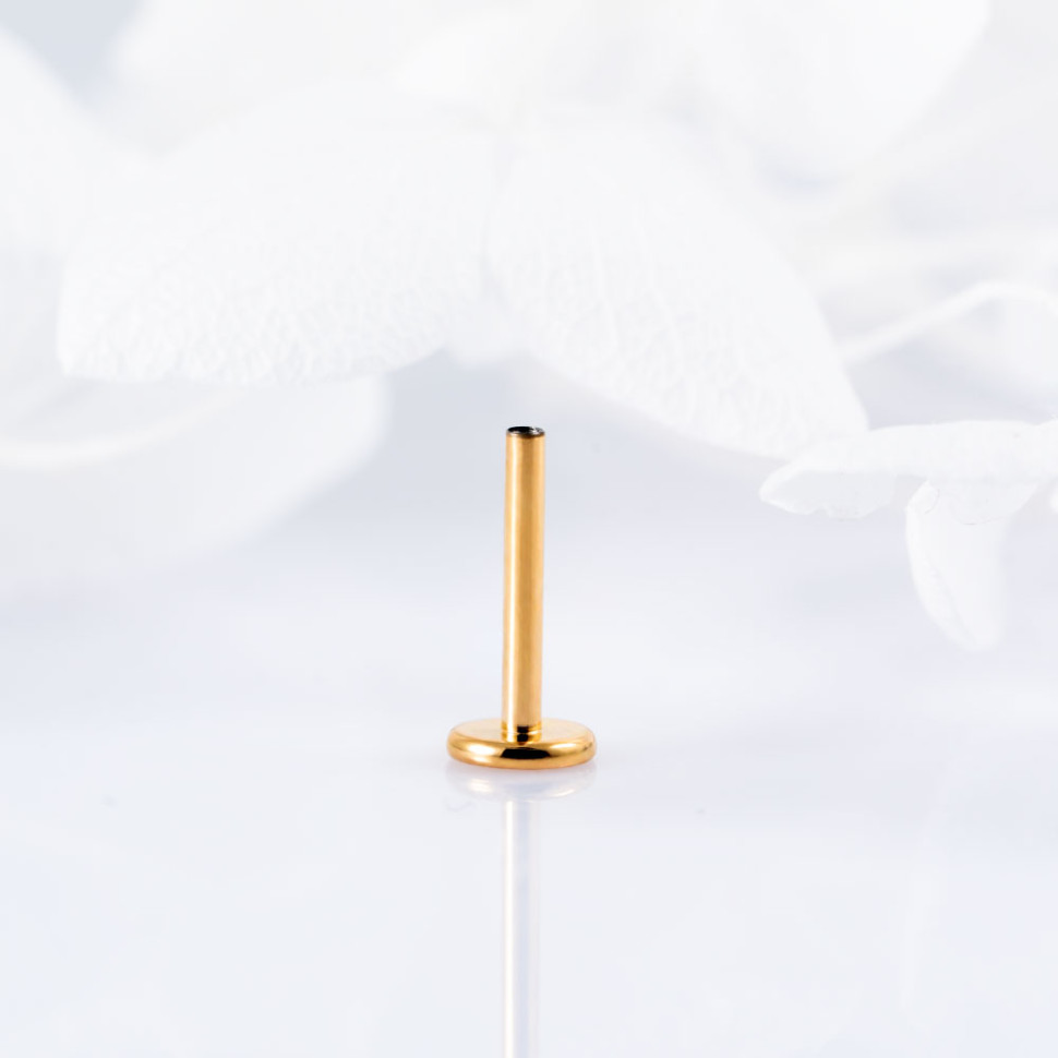 Ножка лабрета для пирсинга Gold 1 мм (18 G), основа 4 мм 