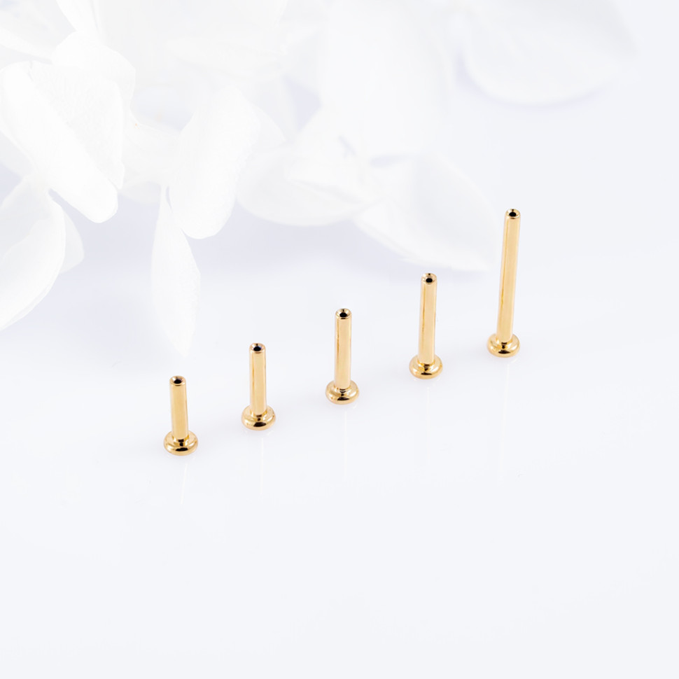 Ножка лабрета без резьбы Gold mini 1.2 мм (16 G), основа 2.5 мм