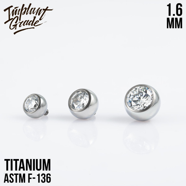 Накрутка шар с фианитом 1.6 мм