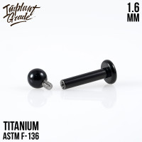 Лабрет для пирсинга Black 1.6 мм (14 G)