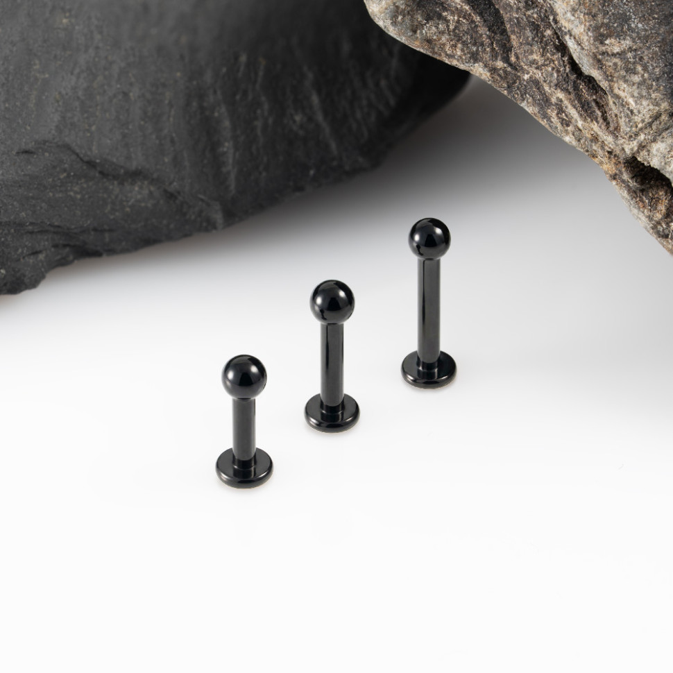 Лабрет для пирсинга Black 1.6 мм (14 G)