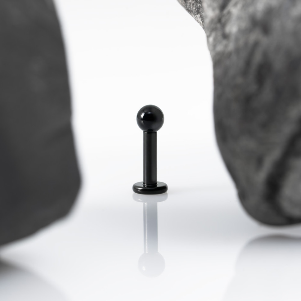 Лабрет для пирсинга Black 1.6 мм (14 G)