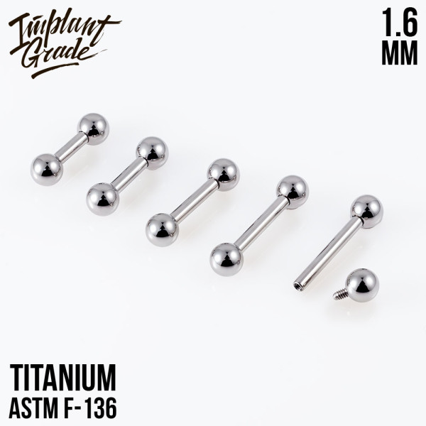 Штанга для пирсинга 1.6 мм (14 G) шар 4 мм