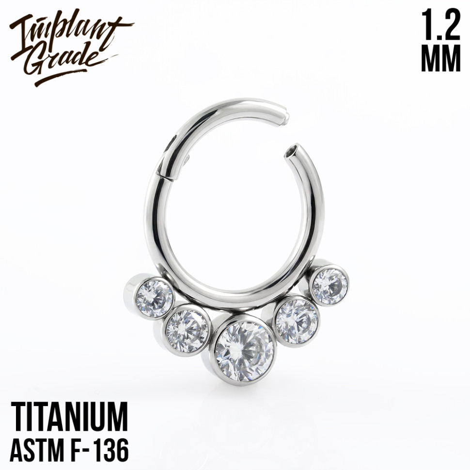 Кольцо-кликер 5 Stones 1.2 мм (16 G)