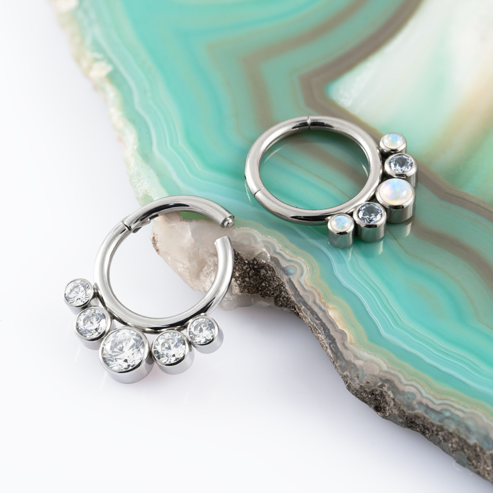 Кольцо-кликер 5 Stones 1.2 мм (16 G)