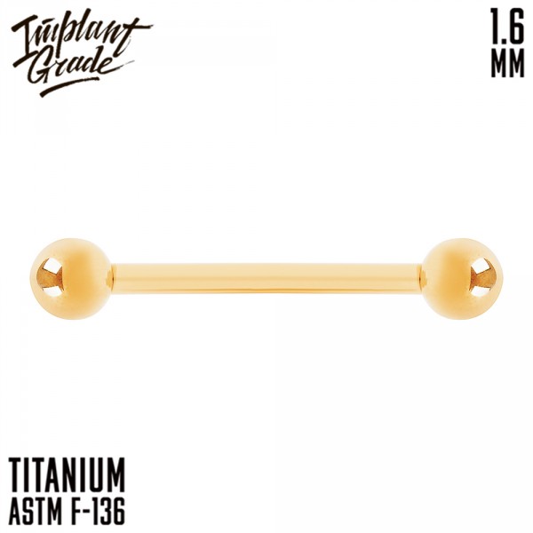 Штанга для пирсинга Gold 1.6 мм (14 G) шар 4 мм
